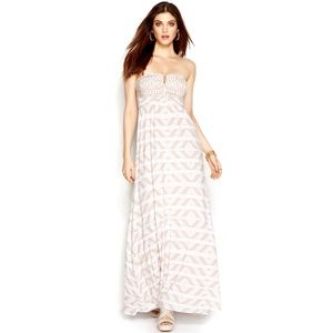 Guess strapless beige patterned maxi dress